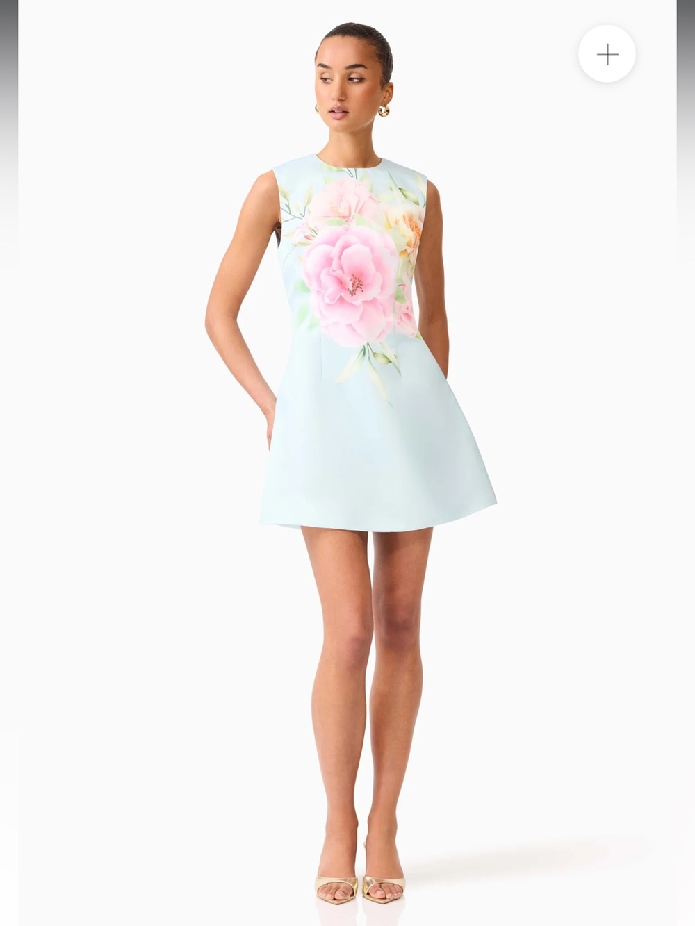 elliatt harper blue & pink floral print A-line shift mini dress size XS NEW - Picture 3 of 15
